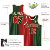 Custom Green Red-Cream Authentic Gradient Fashion Basketball Jersey