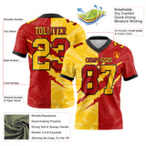 Custom Red Yellow-Black Authentic Gradient Fashion Scratch Football Jersey