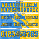 Custom Powder Blue Yellow-Black Authentic Gradient Fashion Scratch Football Jersey