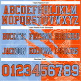 Custom Light Blue Orange-Black Authentic Gradient Fashion Scratch Football Jersey