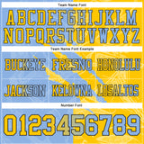 Custom Light Blue Yellow-Black Authentic Gradient Fashion Scratch Football Jersey