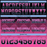 Custom Black Pink-Light Blue Authentic Gradient Square Shape Flag Football Jersey