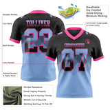Custom Black Light Blue-Pink Authentic Gradient Square Shape 7V7 Flag Football Jersey