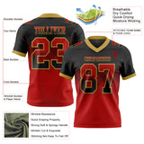 Custom Black Red-Old Gold Authentic Gradient Square Shape 7V7 Flag Football Jersey