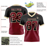 Custom Black Crimson-Cream Authentic Gradient Square Shape 7V7 Flag Football Jersey