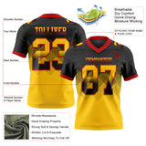 Custom Black Yellow-Red Authentic Gradient Square Shape 7V7 Flag Football Jersey