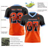 Custom Black Orange-Light Blue Authentic Gradient Square Shape 7V7 Flag Football Jersey