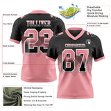 Custom Black Medium Pink-White Authentic Gradient Square Shape 7V7 Flag Football Jersey