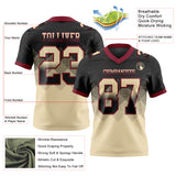 Custom Black Cream-Crimson Authentic Gradient Square Shape 7V7 Flag Football Jersey
