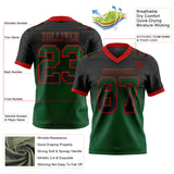 Custom Black Green-Red Authentic Gradient Square Shape 7V7 Flag Football Jersey