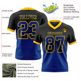 Custom Black Royal-Yellow Authentic Gradient Square Shape 7V7 Flag Football Jersey