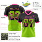 Custom Black Neon Green-Pink Authentic Gradient Square Shape 7V7 Flag Football Jersey