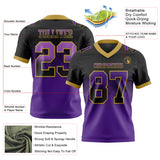 Custom Black Purple-Old Gold Authentic Gradient Square Shape 7V7 Flag Football Jersey