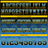 Custom Black Powder Blue-Yellow Authentic Gradient Square Shape 7V7 Flag Football Jersey