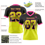 Custom Black Neon Yellow-Pink Authentic Gradient Square Shape 7V7 Flag Football Jersey