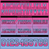 Custom Pink Light Blue-Black Authentic Gradient Square Shape Flag Football Jersey