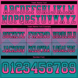 Custom Pink Teal-Black Authentic Gradient Square Shape Flag Football Jersey