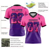 Custom Pink Purple-Black Authentic Gradient Square Shape Flag Football Jersey