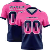 Custom Pink Navy-White Authentic Gradient Square Shape Flag Football Jersey