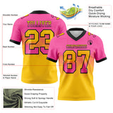 Custom Pink Yellow-Black Authentic Gradient Square Shape Flag Football Jersey