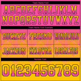 Custom Pink Yellow-Black Authentic Gradient Square Shape Flag Football Jersey