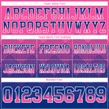 Custom Pink Royal-White Authentic Gradient Square Shape Flag Football Jersey