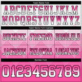 Custom White Hot Pink-Black Authentic Gradient Square Shape 7V7 Flag Football Jersey