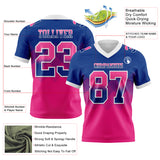 Custom Royal Hot Pink-White Authentic Gradient Square Shape 7V7 Flag Football Jersey