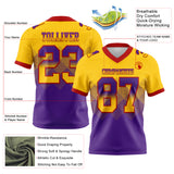 Custom Yellow Purple-Red Authentic Gradient Square Shape 7V7 Flag Football Jersey