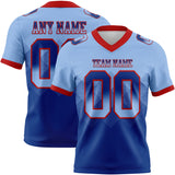 Custom Light Blue Royal-Red Authentic Gradient Square Shape Flag Football Jersey