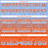 Custom Light Blue Orange-White Authentic Gradient Square Shape Flag Football Jersey
