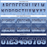 Custom Light Blue Navy-White Authentic Gradient Square Shape Flag Football Jersey