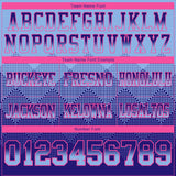 Custom Light Blue Dark Purple-Pink Authentic Gradient Square Shape Flag Football Jersey