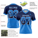 Custom Navy Powder Blue-White Authentic Gradient Square Shape 7V7 Flag Football Jersey