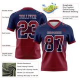 Custom Navy Crimson-White Authentic Gradient Square Shape 7V7 Flag Football Jersey