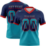 Custom Navy Teal-Red Authentic Gradient Square Shape 7V7 Flag Football Jersey
