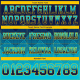 Custom Navy Lakes Blue-Yellow Authentic Gradient Square Shape 7V7 Flag Football Jersey
