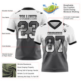 Custom White Steel Gray-Black Authentic Gradient Square Shape 7V7 Flag Football Jersey