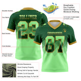 Custom Green Pea Green-Old Gold Authentic Gradient Square Shape 7V7 Flag Football Jersey