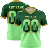 Custom Green Pea Green-Old Gold Authentic Gradient Square Shape 7V7 Flag Football Jersey