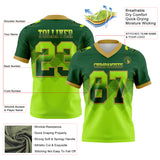 Custom Green Neon Green-Old Gold Authentic Gradient Square Shape 7V7 Flag Football Jersey