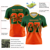 Custom Green Orange-Old Gold Authentic Gradient Square Shape 7V7 Flag Football Jersey