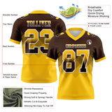 Custom Brown Yellow-White Authentic Gradient Square Shape 7V7 Flag Football Jersey