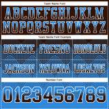 Custom Brown Powder Blue-White Authentic Gradient Square Shape 7V7 Flag Football Jersey