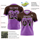 Custom Brown Medium Purple-White Authentic Gradient Square Shape 7V7 Flag Football Jersey