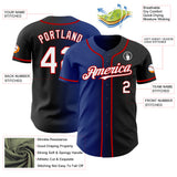 Custom Black White Royal-Red Authentic Gradient Fashion Baseball Jersey