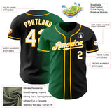 Custom Black White Kelly Green-Gold Authentic Gradient Fashion Baseball Jersey