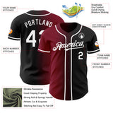 Custom Black White-Crimson Authentic Gradient Fashion Baseball Jersey