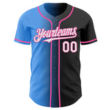 Custom Black White Electric Blue-Pink Authentic Gradient Fashion Baseball Jersey