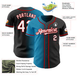 Custom Black White Panther Blue-Red Authentic Gradient Fashion Baseball Jersey